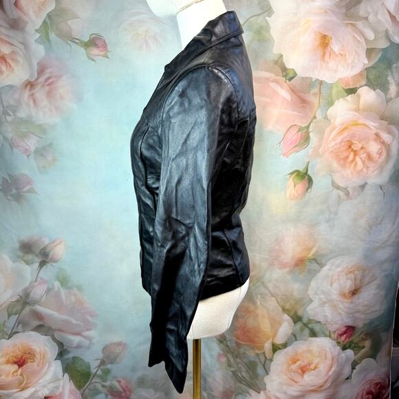 Vintage Maxima Wilson’s Leather 100% Leather Black Secret Pocket Zip Up Jacket - Picture 3 of 9